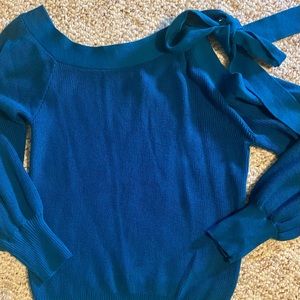 NY&C Tie Neck One Shoulder Sweater